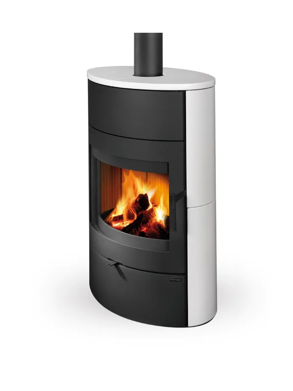 Poêle à bois Romotop Burgos finition céramique blanche