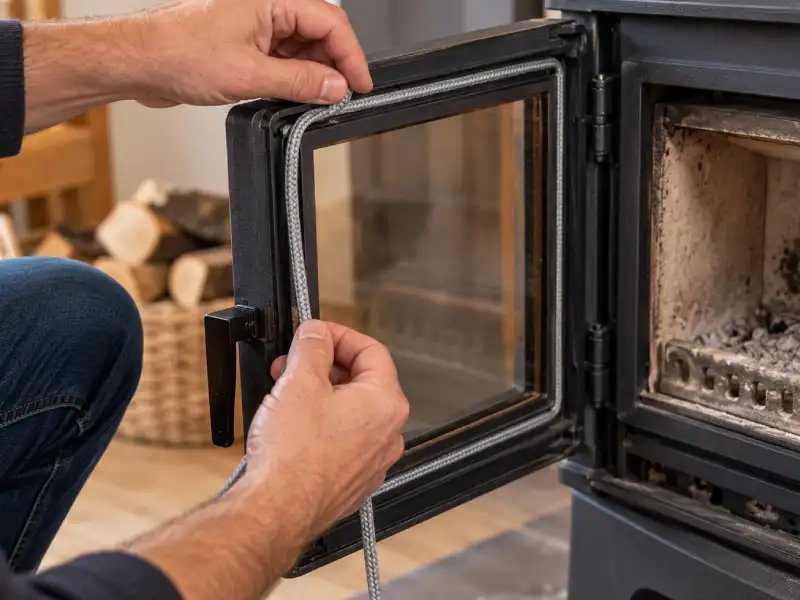 Changement de joint de porte d'un poêle à bois