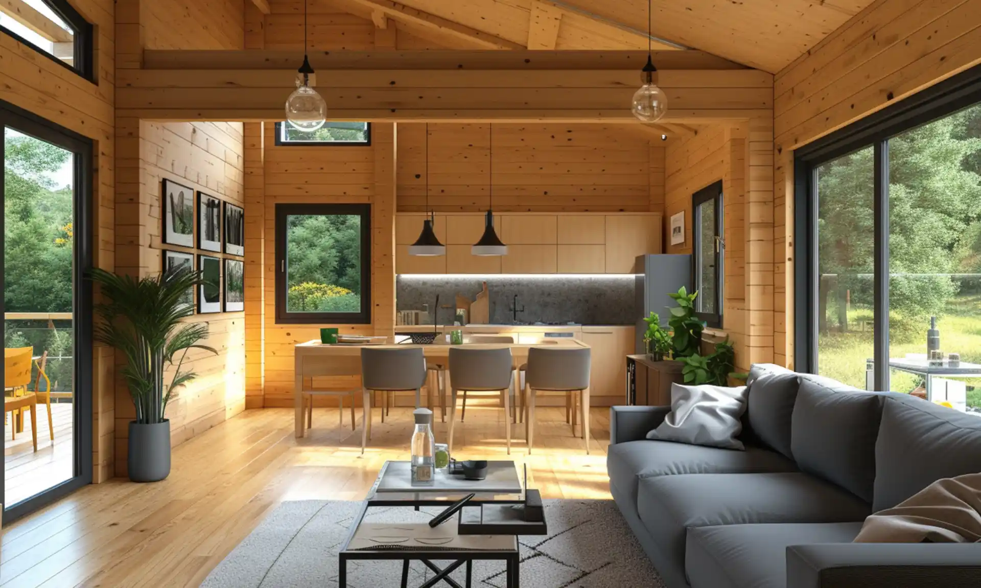 Intérieur d'une maison à ossature bois